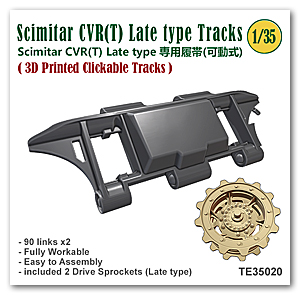 [사전 예약] TE35020 1/35 Scimitar CVR(T) Late type Workable Track Links (clickable) w/Sprocket Late Type