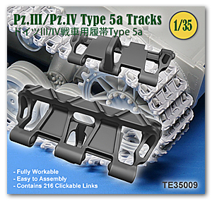 [사전 예약] TE35009 1/35 Pz.III / Pz.IV type 5a Tracks (Clickable 3D Printed)