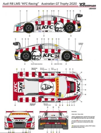 [사전 예약] 24020 1/24 Audi R8 LMS "KFC Racing" Australian GT Trophy 2020