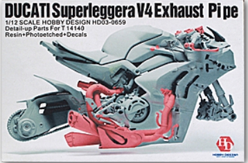 HD03-0659 1/12 Ducati Superleggera V4 Exhaust Pipe Detail-up Parts For T (14140)（PE+Resin+Decals+Met