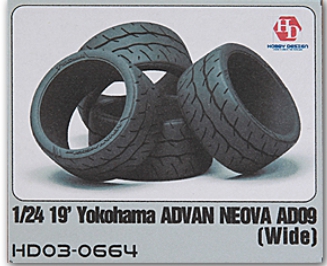 HD03-0664 1/24 19' Yokohama Advan Neova AD09 Tires (Wide)