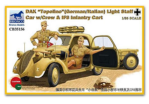 [사전 예약] CB35156 1/35 DAK 'Topolino',(German/Italy) Light staff car w/crew & IF8 Infactry Cart 