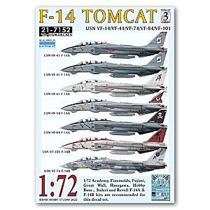 DXM21-7152 1/72 USN VF-14/41/74/84/101 F-14 Tomcat Collection 3 