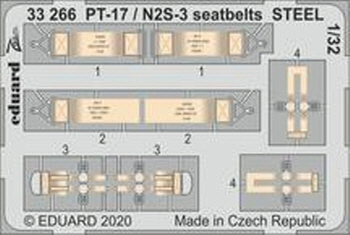 33266 1/32 PT-17 / N2S-3 seatbelts STEEL 1/32 ICM