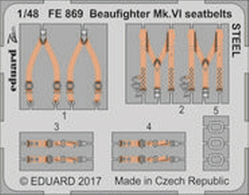 FE869 1/48 Beaufighter Mk.VI seatbelts STEEL 1/48 TAMIYA