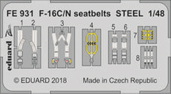 FE931 1/48 F-16C/N seatbelts STEEL 1/48 TAMIYA