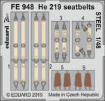 FE948 1/48 He 219 seatbelts STEEL 1/48 TAMIYA