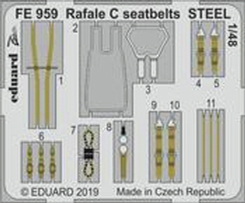 FE959 1/48 Rafale C seatbelts STEEL 1/48 REVELL