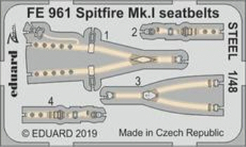 [사전 예약] FE961 1/48 Spitfire Mk.I seatbelts STEEL 1/48 TAMIYA
