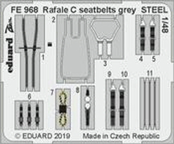 FE968 1/48 Rafale C seatbelts grey STEEL 1/48 REVELL