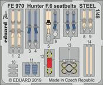 E970 1/48 Hunter F.6 seatbelts STEEL 1/48 AIRFIX