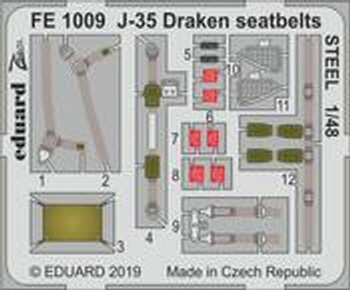 FE1009 1/48 J-35 Draken seatbelts STEEL 1/48 HASEGAWA
