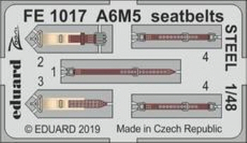 FE1017 1/48 A6M5 seatbelts STEEL 1/48 TAMIYA