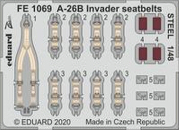 FE1069 1/48 A-26B Invader seatbelts STEEL 1/48 ICM