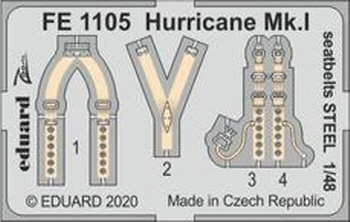 FE1105 1/48 Hurricane Mk.I seatbelts STEEL 1/48 AIRFIX