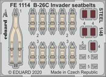 FE1114 1/48 B-26C Invader seatbelts STEEL 1/48 ICM