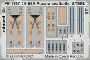 [사전 예약] FE1197 1/48 IA-58A Pucara seatbelts STEEL 1/48 KINETIC