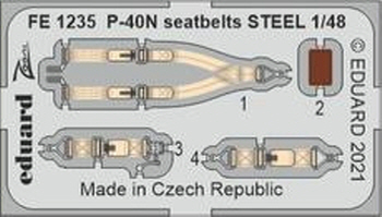 [사전 예약] FE1235 1/48 P-40N seatbelts STEEL 1/48 ACADEMY