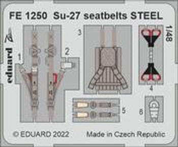FE1250 1/48 Su-27 seatbelts STEEL 1/48 GREAT WALL HOBBY
