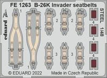 FE1263 1/48 B-26K Invader seatbelts STEEL 1/48 ICM