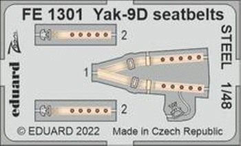 FE1301 1/48 Yak-9D seatbelts STEEL 1/48 ZVEZDA