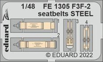 FE1305 1/48 F3F-2 seatbelts STEEL 1/48 ACADEMY