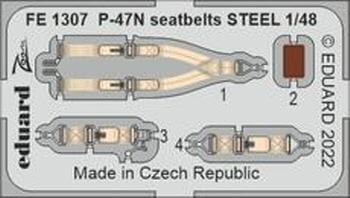FE1307 1/48 P-47N seatbelts STEEL 1/48 ACADEMY