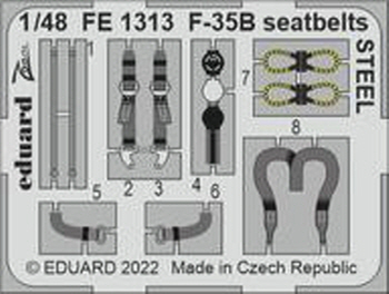 FE1313 1/48 F-35B seatbelts STEEL 1/48 ITALERI