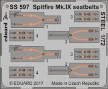 SS597 1/72 Spitfire Mk.IX seatbelts STEEL 1/72 EDUARD