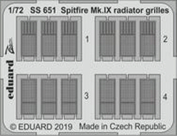 SS651 1/72 Spitfire Mk.IX radiator grilles 1/72 EDUARD