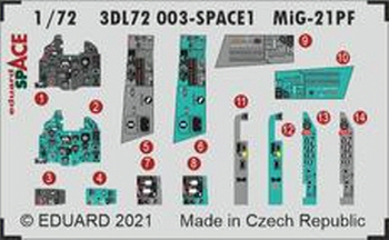 3DL72003 1/72 MiG-21PF SPACE 1/72 EDUARD