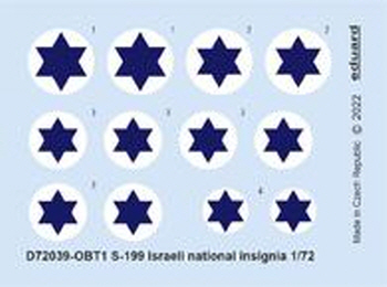 [사전 예약] D72039 1/72 S-199 Israeli national insignia 1/72 EDUARD
