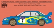 REJ0095A Decal – Subaru Impreza WRC SWRT - Tour de Corse winner 2003 - Solberg / Mills 1/24 for Tamiya