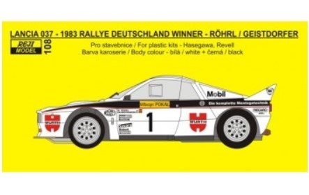 REJ0108  Decal – Lancia 037 „Würth“ ADAC Deutschland Rallye 1983 winner – Röhrl / Geistdorfer 1/24