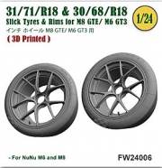 [사전 예약] FW24006 1/24 30/68-R18 & 31/71-R18 Slick Tires & Rims set for M8 GTE/ M6 GT3