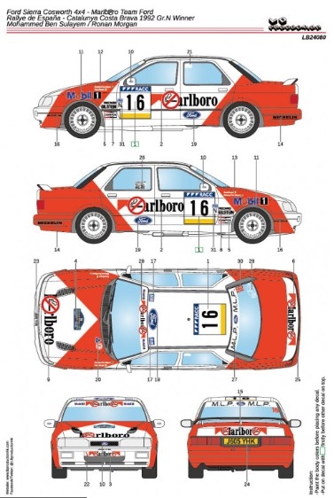 [사전 예약] 24080 1/24 Ford Sierra Cosworth 4x4 - Marlboro Team Ford - Rally Catalunya-1992 Gr.N Winner - Mohamm