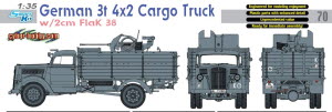 [주문시 바로 입고] BD6680 1/35 German 3t 4x2 Cargo Truck w/ 2cm Flak 38-White Box