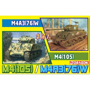 BD6734 1/35 M4A3(105) Howitzer Tank/M4A3(76)W Sherman 2in1