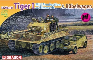 BD7434 1/72 Sd.Kfz.181 Tiger I Mid Production w/Zimmerit & Kubelwagen