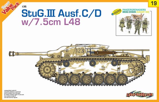 BD9119 1/35 StuG. III Ausf.C/D w/7.5cm L48 With bonus German figure set and Magic Tracks