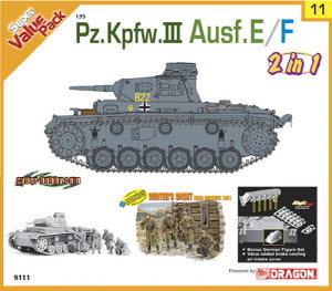 BD9111 1/35 Pz.Kpfw.III Ausf.E/F (2 in 1) with value-added brake cooling air-intake cover smoke candle rack magic tracks and bonus German Winter''s Onset figure set )