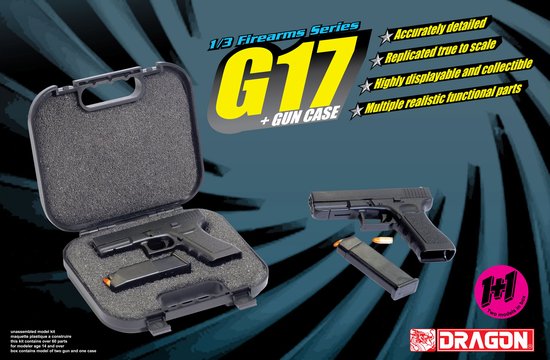 BD1301 1/3 G17 Hand Gun Replica Kit - contain 2 guns and carry case