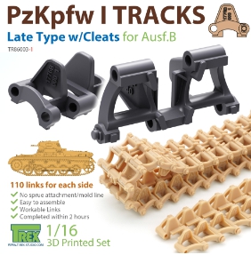 TR86003-2 1/16 PzKpfw I Tracks Late Type w/Cleats for Ausf.B