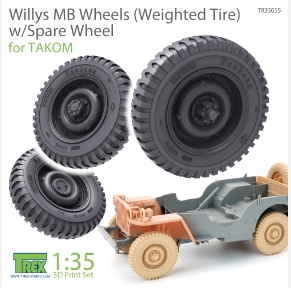 TR35055 1/35 Willys MB Wheels (Weighted Tire) w/Spare Wheel