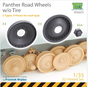 TR35073 1/35 Panther Road Wheels w/o Tire Set (2 types, 4 pieces for each type)