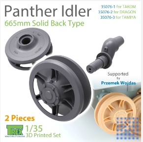 TR35076-3 1/35 Panther Idler 665mm Solid Back Type (2 pieces) for TAMIYA
