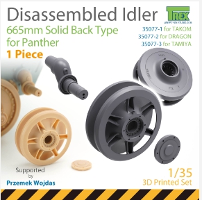 TR35077-1 1/35 Disassembled Panther Idler 665mm Solid Back Type (1 piece) for TAKOM