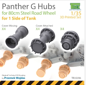 TR35096 1/35 Panther G Steel Road Wheel Hubs Set (for 1 side of tank) for TAKOM/DRAGON