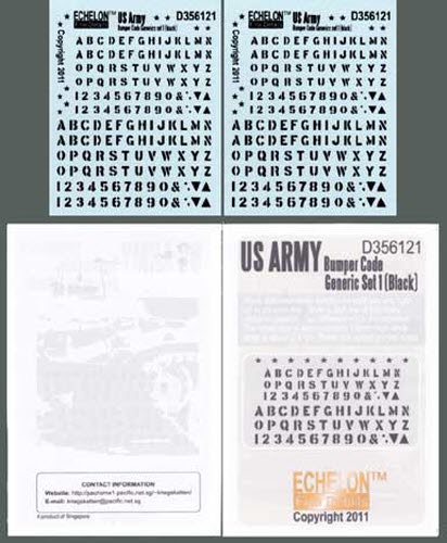 D356121 1/35 US ARMY Bumper Code Generic Set 1 (Black)
