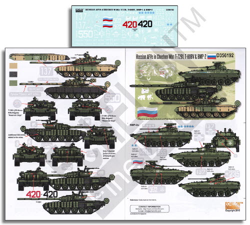 D356192 1/35 Russian AFVs in Chechen War: T-72B1 T-80BV & BMP-2